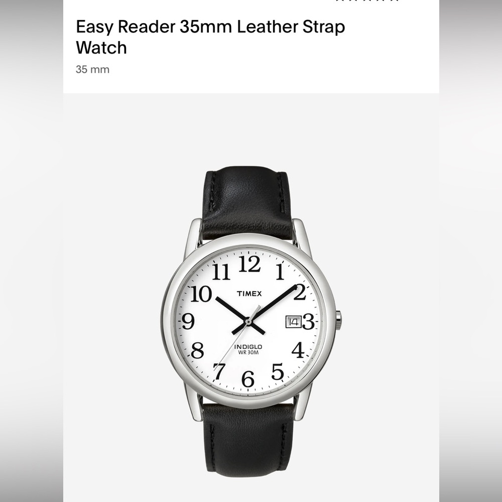 Timex Easy Reader 35mm Leather Strap Watch